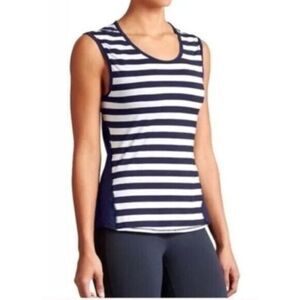 Athleta Ocean Chi Navy Blue & White Stripe Athletic Tank Top S